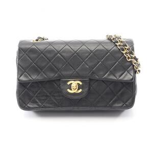 CHANEL Matelasse Double Flap Shoulder Bag in Lambskin Leather, Black, Women's...